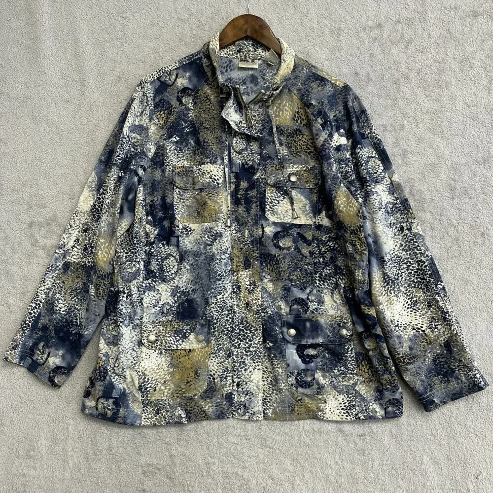 Chico's Zenergy Women's Size 3X Jacket Snake Print Mock neck Full Zip
